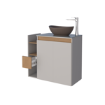 Imagen de Mueble de baño suspendido Lotus Beige 80 cm con tapa de vidrio sin bacha