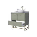 Imagen de Mueble De Baño De Pie Suez Verde 80 cm con mesada Granito y Bacha De Loza