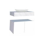 Imagen de Mueble de baño suspendido Bliss blanco 80 cm con Mesada en porcelanato blanco marmolado sin bacha