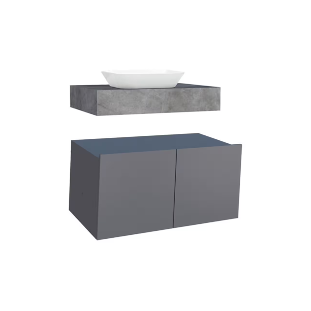 Imagen de Mueble de baño suspendido Bliss Gris 80 cm con Mesada en porcelanato Gris Pulido sin bacha