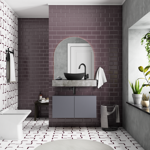 Imagen de Mueble de baño suspendido Bliss Gris 80 cm con Mesada en porcelanato Gris Pulido sin bacha