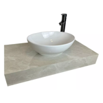 Imagen de Mueble de baño suspendido Bliss blanco con mesada en porcelanato Peri Beige Pulido 80 cm sin bacha