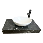 Imagen de Mueble de baño suspendido Bliss blanco con mesada en porcelanato Peri Negro Pulido 80 cm sin bacha