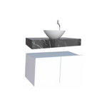 Imagen de Mueble de baño suspendido Bliss blanco con mesada en porcelanato Peri Negro Pulido 80 cm sin bacha