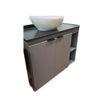 Imagen de Mueble de baño suspendido Aster Gris 80 cm mesada granito sin bacha