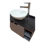 Imagen de Mueble de baño suspendido Aster Gris 80 cm mesada granito sin bacha