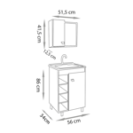 Imagen de Mueble de baño de pie Sophia Roble 60cm bacha de resina natural y espejo con botiquín