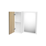 Imagen de Mueble de baño de pie Sophia Roble 60cm bacha de resina natural y espejo con botiquín