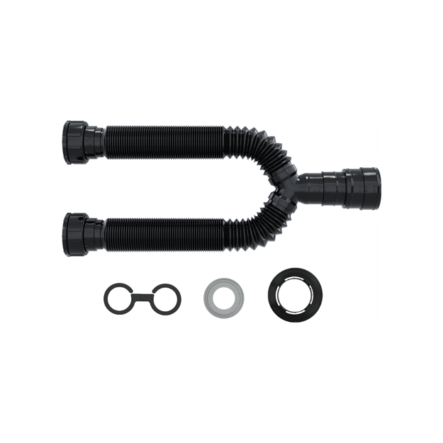 Imagen de Sifón extensible doble negro universal Blukit 70 cm
