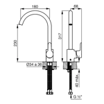 Imagen de Grifería de cocina Monocomando de mesada FV Puelo Cromo