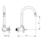 Imagen de Pico unitario cocina pared cromo cristal FIENZA