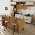 Imagen de Barra Isla desayunador 200 cm MDF Freijo