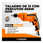 Imagen de Taladro percutor 600w - 13mm