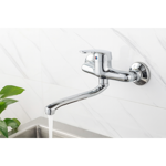 Imagen de Grifería de cocina Monocomando de pared Golf Pico bajo Gris