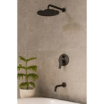 Imagen de Grifería de ducha Monocomando embutida con Transferencia Chronos negro mate