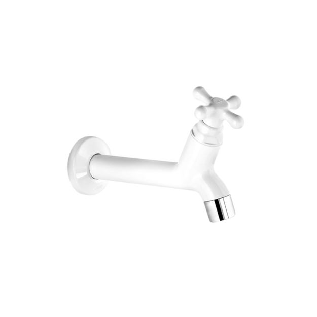 Imagen de Grifería de lavatorio de agua fría de pared larga Marujá blanca