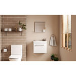 Imagen de Mueble de baño suspendido Agata Blanco 50 cm bacha de resina natural y espejo