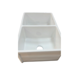 Imagen de Pileta de cocina doble de loza blanca brillante DMC 81X51X25 .