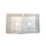 Imagen de Pileta de cocina doble de loza blanca brillante DMC 81X51X25 .