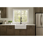 Imagen de Pileta de cocina doble de loza blanca brillante DMC 81X51X25 .